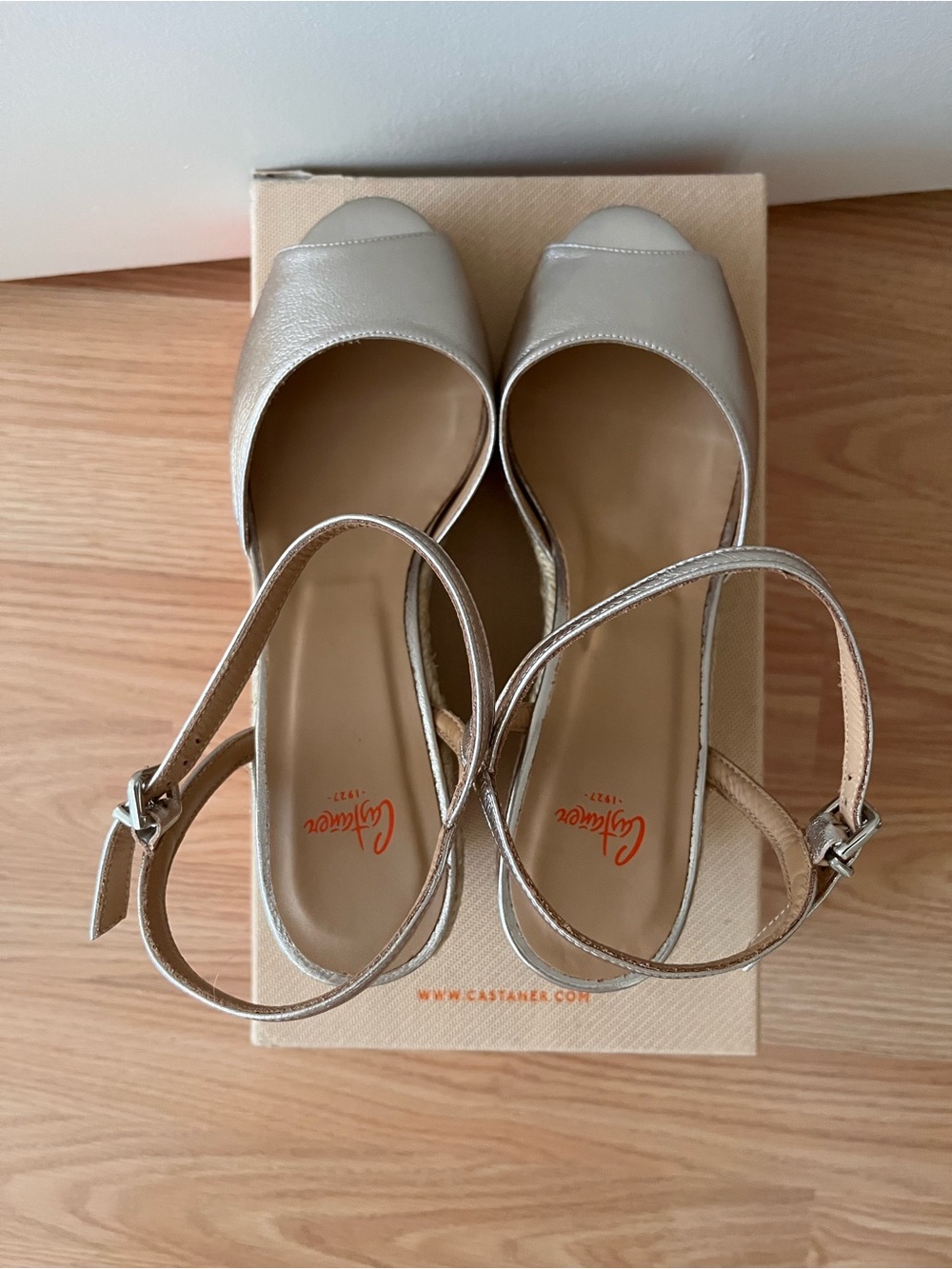 Castaner Metallic Silver Braided Jute Espadrille Wedges - NIB - Picture 4 of 14